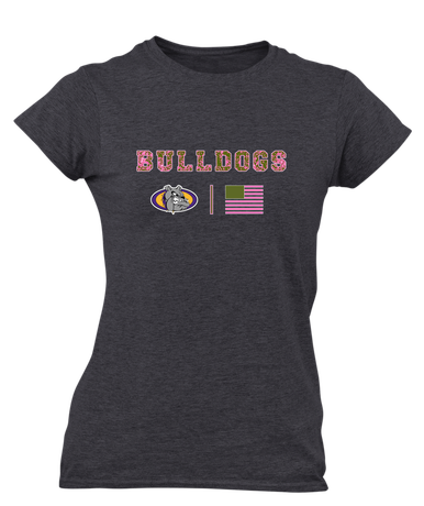 Kearney Bulldogs Pink Camo Flag Women's SS T-Shirt