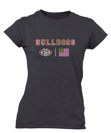 Kearney Bulldogs Pink Camo Flag Women's Premium SS T-Shirt