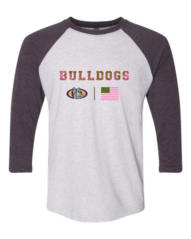 Kearney Bulldogs Pink Camo Flag Women's Baseball T-Shirt