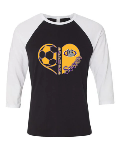 Kearney Bulldogs Heart Soccer Women's Baseball T-Shirt