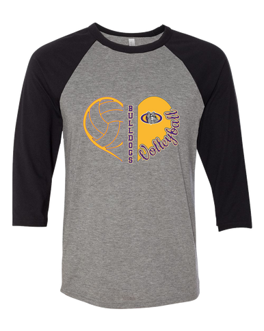 Kearney Bulldogs Heart Volleyball Women's Baseball T-Shirt