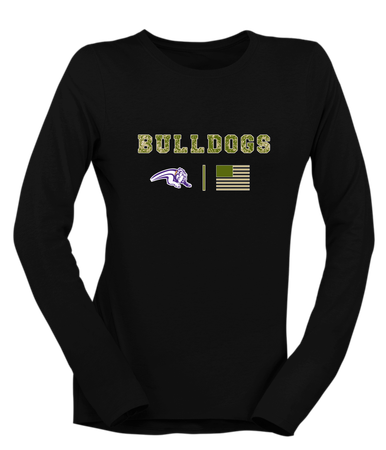 Wauconda Bulldogs Camo Flag Women's Premium LS T-Shirt