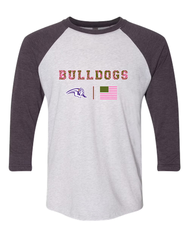 Wauconda Bulldogs Pink Camo Flag Women's Baseball T-Shirt