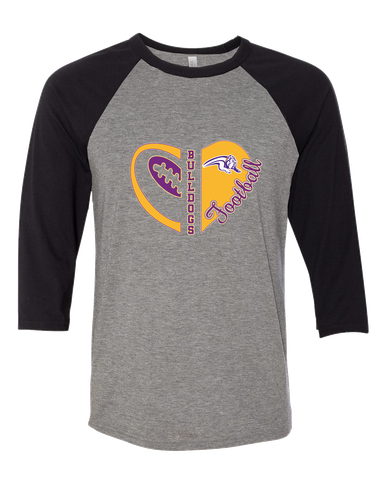 Wauconda Bulldogs Heart Football Women's Baseball T-Shirt