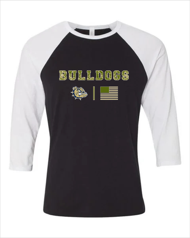 C.D. Hylton Bulldogs Camo Flag Women's Baseball T-Shirt