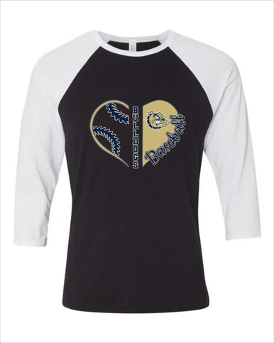 C.D. Hylton Bulldogs Heart Baseball Women's Baseball T-Shirt