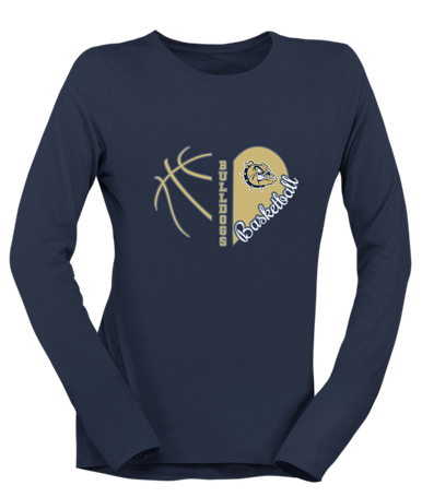C.D. Hylton Bulldogs Heart Basketball Women's LS T-Shirt