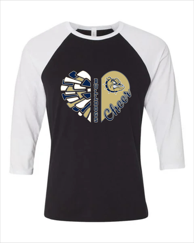 C.D. Hylton Bulldogs Heart Cheer Women's Baseball T-Shirt