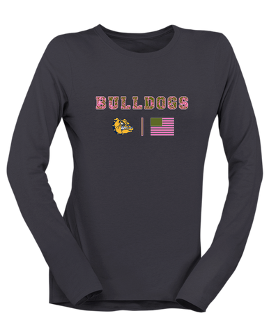 Alhambra Bulldogs Pink Camo Flag Women's LS T-Shirt