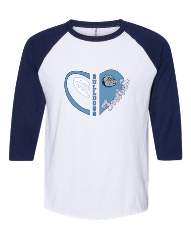 Centennial Bulldogs Heart Football Women's Baseball T-Shirt