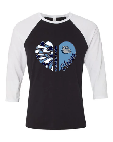 Centennial Bulldogs Heart Cheer Women's Baseball T-Shirt