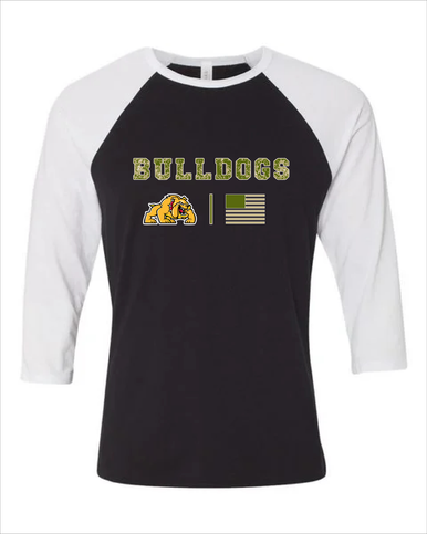 Batavia Bulldogs Camo Flag Women's Baseball T-Shirt