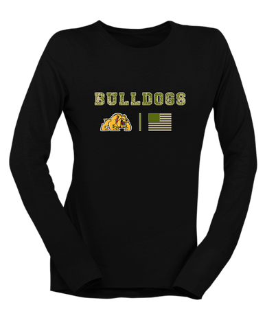 Batavia Bulldogs Camo Flag Women's LS T-Shirt