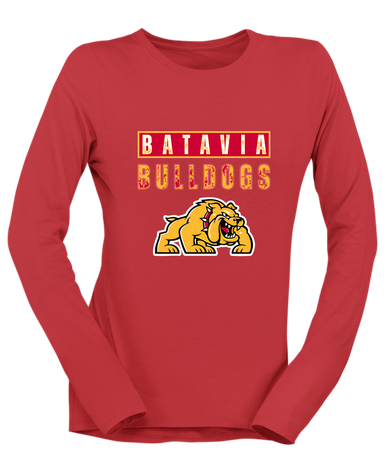 Batavia Bulldogs Mascot #9 Women's LS T-Shirt