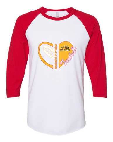 Batavia Bulldogs Heart Football Women's Baseball T-Shirt