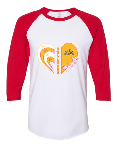 Batavia Bulldogs Heart Track Women's Baseball T-Shirt