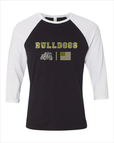 Southern Bulldogs Camo Flag Women's Baseball T-Shirt