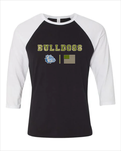 Livonia Bulldogs Camo Flag Women's Baseball T-Shirt