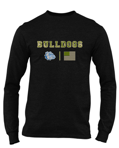 Livonia Bulldogs Camo Flag Men's LS T-Shirt