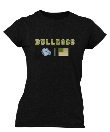 Livonia Bulldogs Camo Flag Women's Premium SS T-Shirt