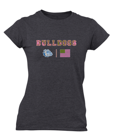 Livonia Bulldogs Pink Camo Flag Women's Premium SS T-Shirt