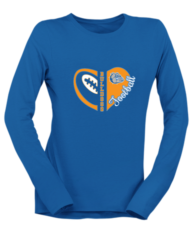 Livonia Bulldogs Heart Football Women's Premium LS T-Shirt