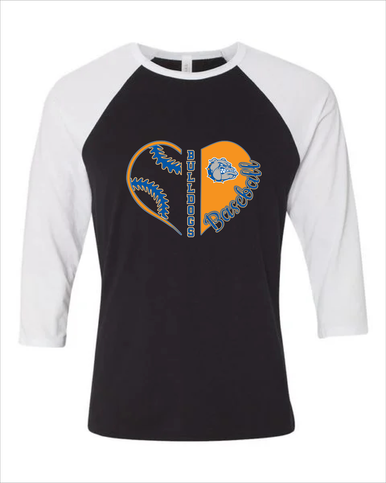 Livonia Bulldogs Heart Baseball Women's Baseball T-Shirt