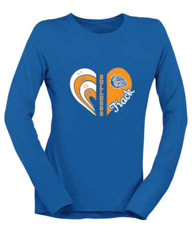 Livonia Bulldogs Heart Track Women's LS T-Shirt