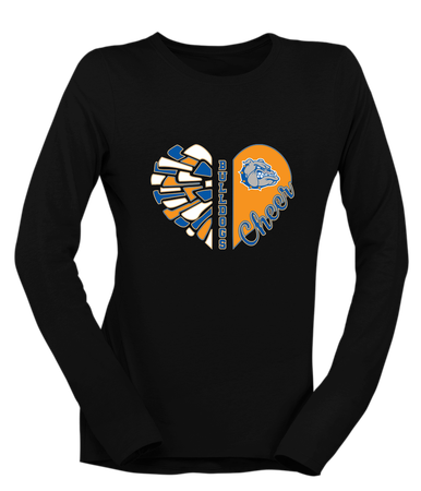 Livonia Bulldogs Heart Cheer Women's LS T-Shirt