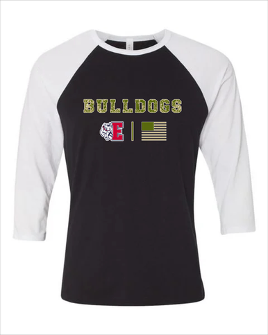 Ellensburg Bulldogs Camo Flag Women's Baseball T-Shirt