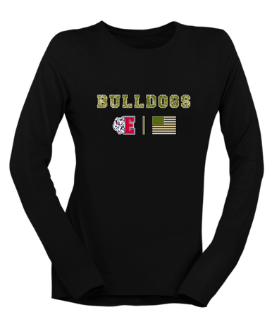 Ellensburg Bulldogs Camo Flag Women's Premium LS T-Shirt