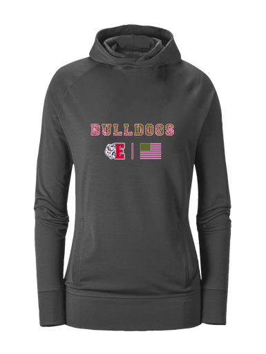 Ellensburg Bulldogs Pink Camo Flag Women's Hoodie