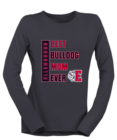 Ellensburg Bulldogs Best Bulldog Mom Women's LS T-Shirt