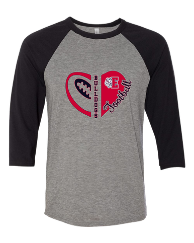 Ellensburg Bulldogs Heart Football Women's Baseball T-Shirt