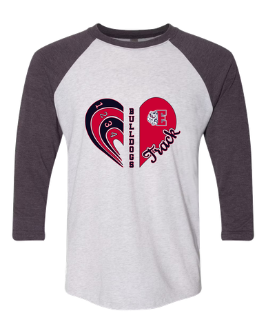 Ellensburg Bulldogs Heart Track Women's Baseball T-Shirt
