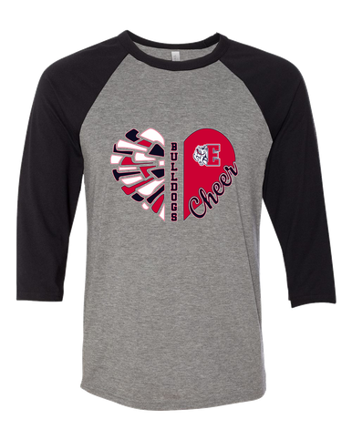 Ellensburg Bulldogs Heart Cheer Women's Baseball T-Shirt