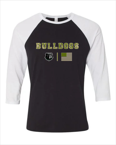 Trimble Bulldogs Camo Flag Women's Baseball T-Shirt