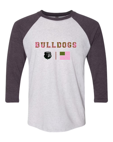 Trimble Bulldogs Pink Camo Flag Women's Baseball T-Shirt