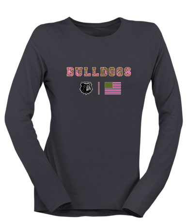 Trimble Bulldogs Pink Camo Flag Women's LS T-Shirt