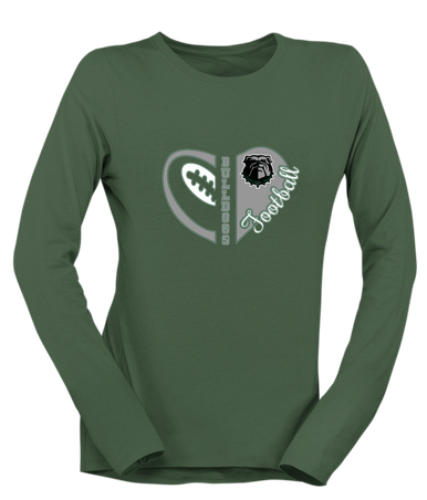 Trimble Bulldogs Heart Football Women's Premium LS T-Shirt