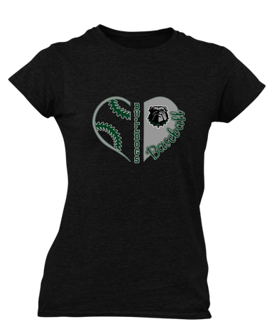 Trimble Bulldogs Heart Baseball Women's SS T-Shirt