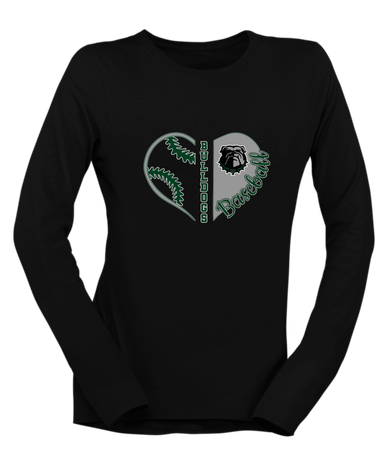 Trimble Bulldogs Heart Baseball Women's Premium LS T-Shirt