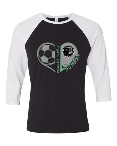 Trimble Bulldogs Heart Soccer Women's Baseball T-Shirt