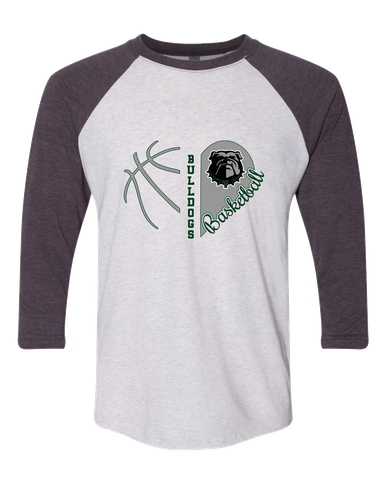 Trimble Bulldogs Heart Basketball Women's Baseball T-Shirt