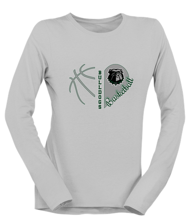 Trimble Bulldogs Heart Basketball Women's LS T-Shirt