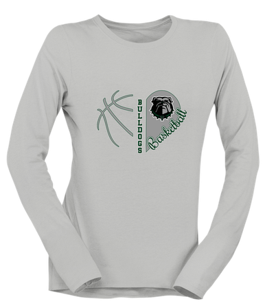 Trimble Bulldogs Heart Basketball Women's Premium LS T-Shirt