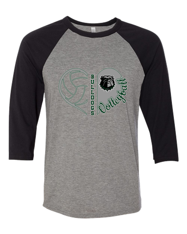 Trimble Bulldogs Heart Volleyball Women's Baseball T-Shirt