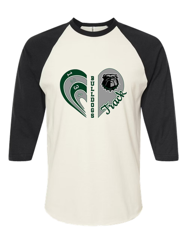Trimble Bulldogs Heart Track Women's Baseball T-Shirt