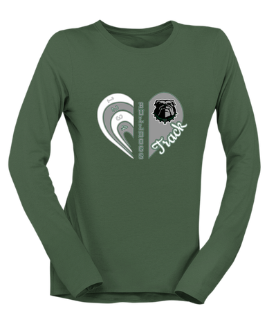 Trimble Bulldogs Heart Track Women's LS T-Shirt