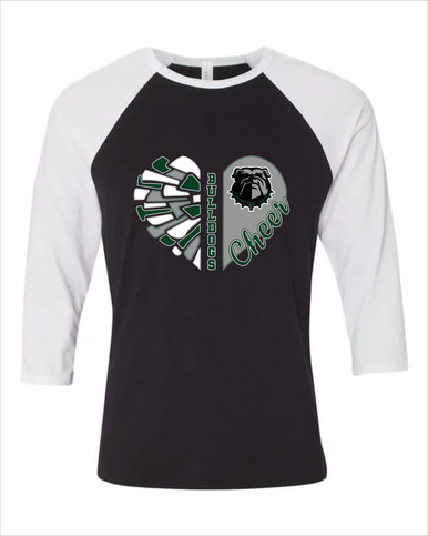 Trimble Bulldogs Heart Cheer Women's Baseball T-Shirt